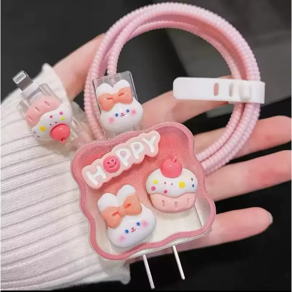 Cute Pink cake and Bunny iPhone CHarger Protector P14